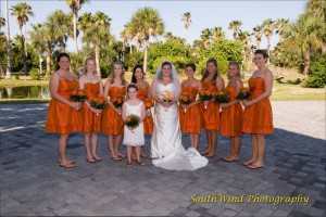 Bride, Bridesmaids, and Flower Girl